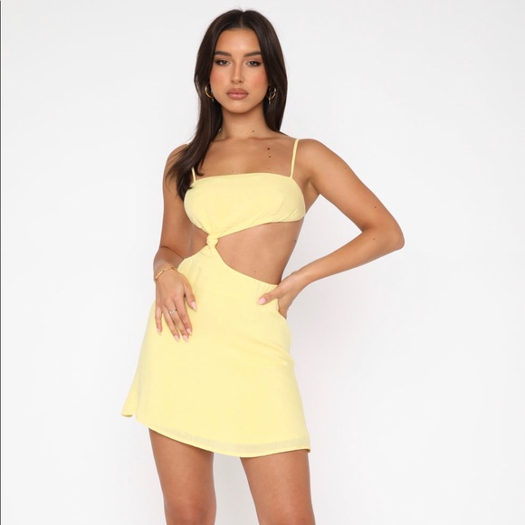 White Fox Mini Dress Lemon - Picture 1 of 4